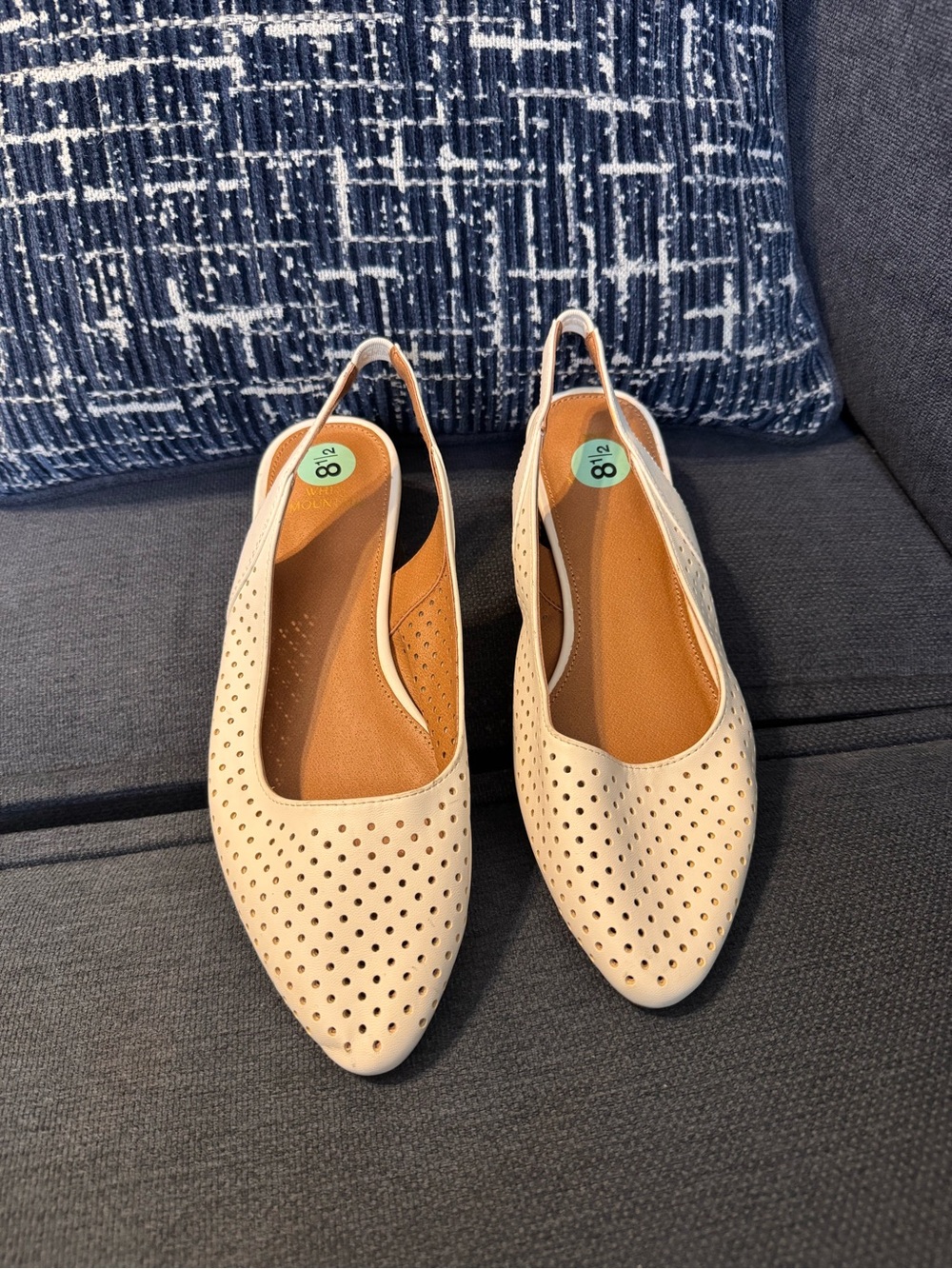 White Mountain White Perforated Slingback Flats. Size 8’1/2. Regular price $79.